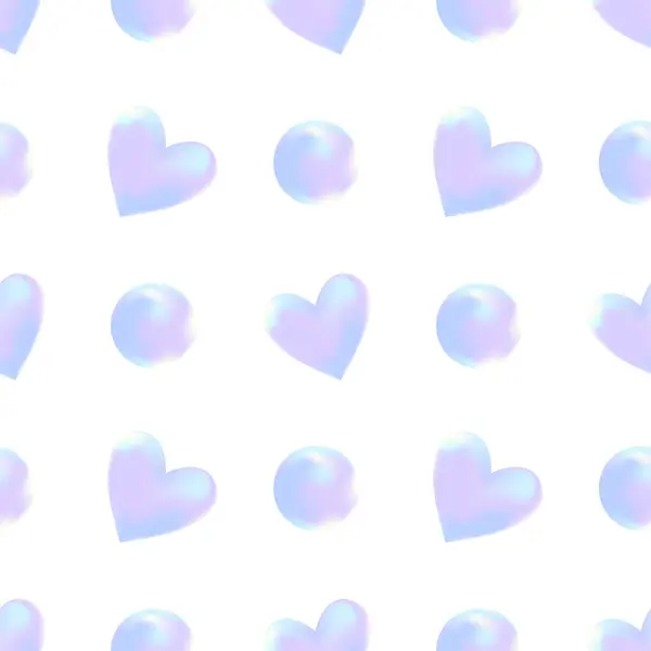 Пастельное Сердце Звезда Голографическое Изображение Градиентом Сетки Бесшовный Фон Шаблона — стоковый вектор
