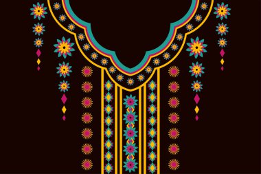 Soyut geometrik etnik oryantal model. Moda, baskı, illüstrasyon ve nakış için kolye