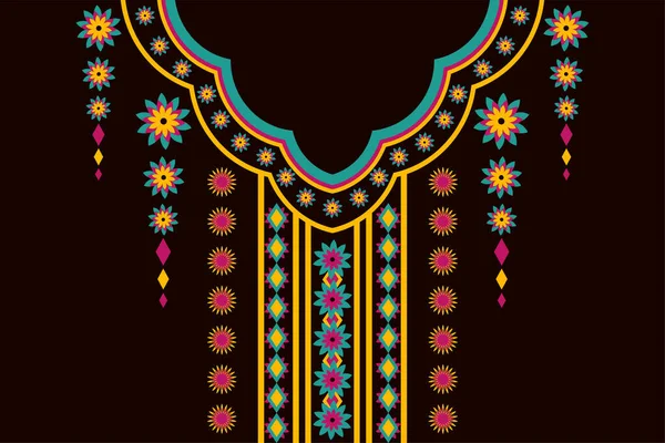 Абстрактний Геометричний Етнічний Східний Візерунок Кольє Одяг Моди Друку Ілюстрації — стоковий вектор