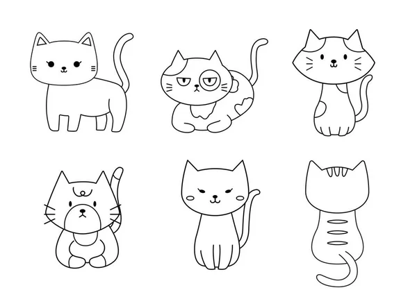 Cute Cat Doodle Ręcznie Rysowane Kreskówki Zarysem Dla Elementu Ilustracja — Wektor stockowy