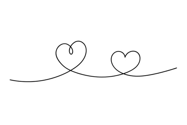 Συνεχής Γραμμή Σχεδίασης Τέχνης Καρδιά Μαύρη Γραμμή Επεξεργάσιμη Διαδρομή — Διανυσματικό Αρχείο