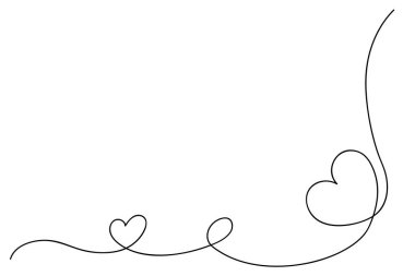 Devamlı çizim sanatı. Çerçeve ve element için siyah çizgili kalp. Düzenlenebilir vuruş