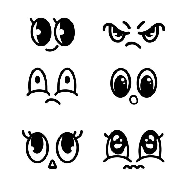 Conjunto Desenhos Animados Olhos Desenhados Mão Para Elemento Expressão Facial — Vetor de Stock