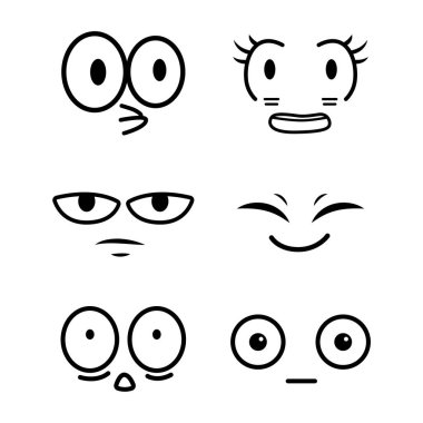 Element, yüz ifadesi, yüz ve ağız için çizilmiş çizgi film gözleri.
