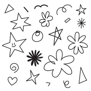 Element ve illüstrasyon için karikatür çizdim. Siyah ve beyaz