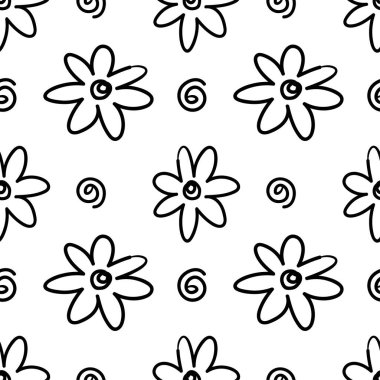 Çiçek karalama el çizimi karikatür desensiz arkaplan paketleme ve arkaplan