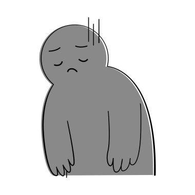 Endişe, stres, kötü ruh hali ve üzüntü. Element eğitimi ve illüstrasyon için zihinsel sağlık kavramı 