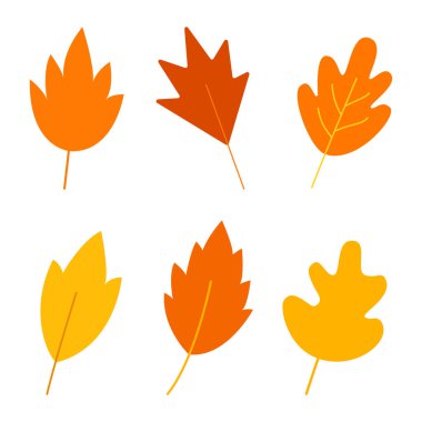 Mevsim için çizilmiş sonbahar yaprakları, tatil ve illüstrasyon. Düz tasarım ögesi