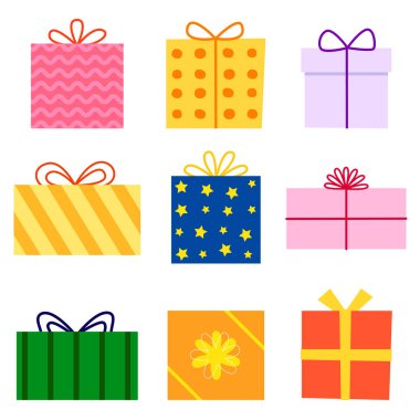 Element, illüstrasyon, şenlik ve noel için kurdele tasarımı hediye kutusu