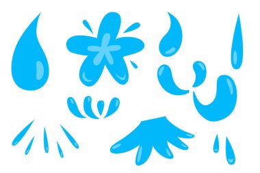 Su damlası ve sıçrama elementi ve illüstrasyon için farklı şekillerde