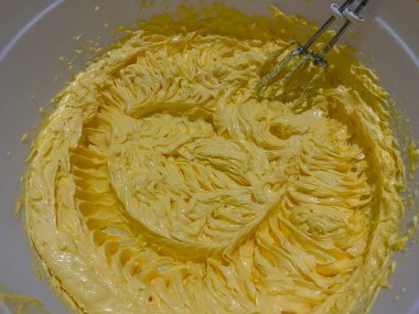 Karıştırma makinesinden sonra fırın margarin dokusu, düz ya da üst görünüm