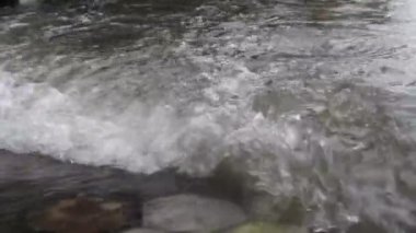 Sokaktaki kuduz su akıntısı, sel bastığında oluşan dalgalanma. Görüntüyü kapat.