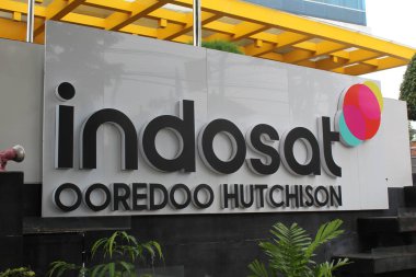 Indosat Ooredoo Hutchison Building, a telecommunications service provider. In April 12th 2022 on Semarang, Indonesia clipart