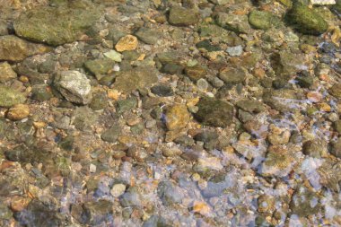 Kayalık nehir üzerinde temiz su akışı