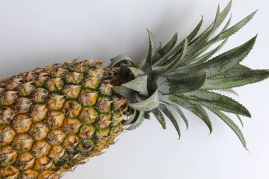 Bir ananas, beyaz arka planda izole edilmiş.