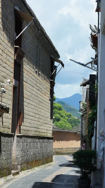 Antigua Vista Del Pueblo Chino Con Las Viejas Arquitecturas Construidas — Foto de Stock
