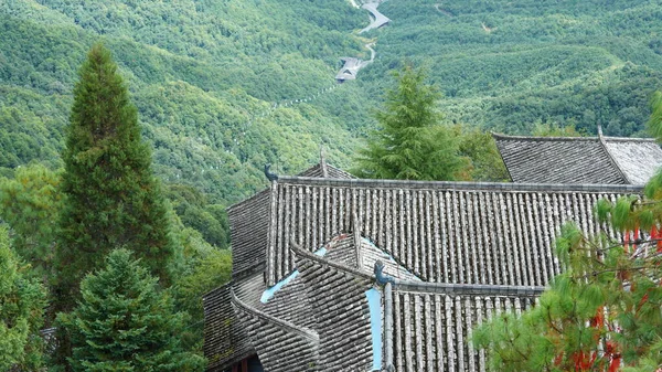 Het Oude Tempel Uitzicht Met Oude Chinese Gebouwen Gelegen Top — Stockfoto