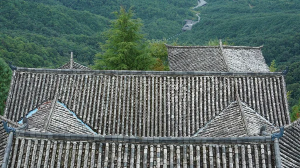 Den Gamla Templet Utsikt Med Gamla Kinesiska Byggnader Som Ligger — Stockfoto
