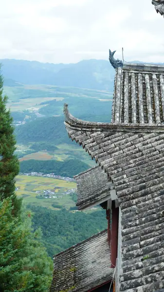 Παλιά Θέα Στο Ναό Αρχαία Κινεζικά Κτίρια Που Βρίσκονται Στην — Φωτογραφία Αρχείου