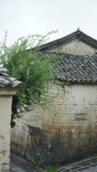 Starý Čínský Pohled Vesnici Starými Postavenými Architekturami — Stock fotografie