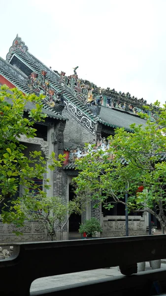 Çin Guangzhou Şehrinde Bulunan Eski Çin Okul Binaları Güzel Taş — Stok fotoğraf