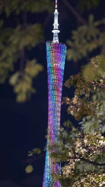 Hermosa Vista Torre Turismo Con Las Luces Colores Noche — Foto de Stock