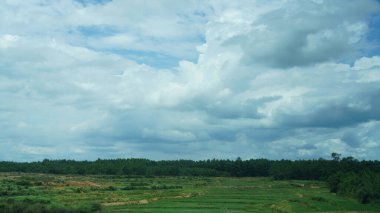 Çin 'in güneyindeki trenden güzel bir kır manzarası.
