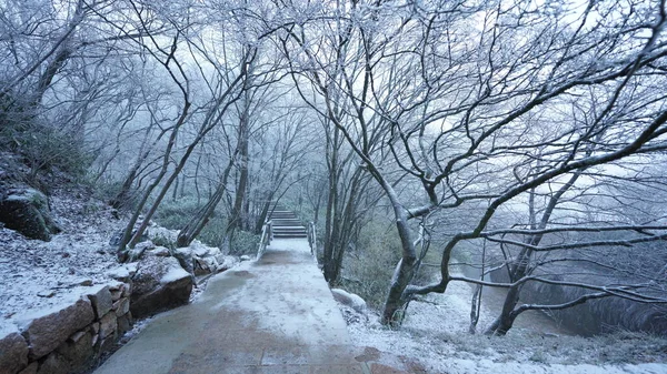 stock image The beautiful frozen mountains view coverd by the white snow and ice in winter