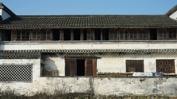 Piękny Tradycyjny Chiński Widok Wsi Klasycznej Architektury Wąskim Pasie Jako — Zdjęcie stockowe