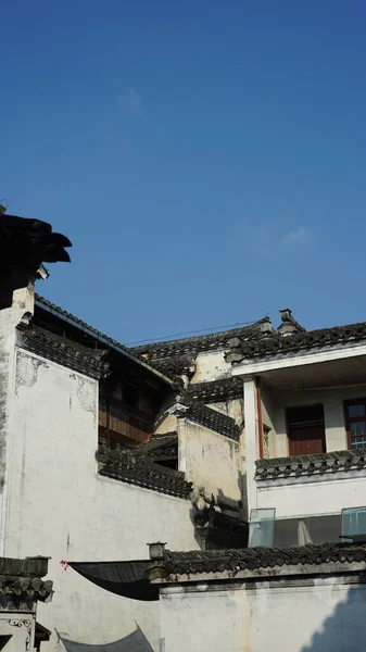 Piękny Tradycyjny Chiński Widok Wsi Klasycznej Architektury Wąskim Pasie Jako — Zdjęcie stockowe