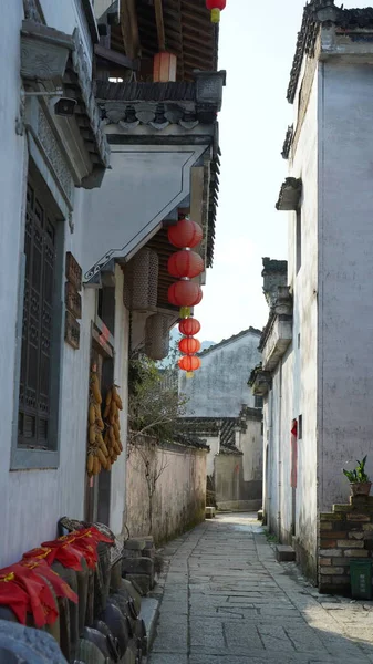 Belle Vue Traditionnelle Village Chinois Avec Architecture Classique Ruelle Étroite — Photo