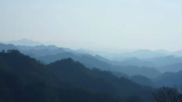 stock image The beautiful mountains view from the top of the hill in spring