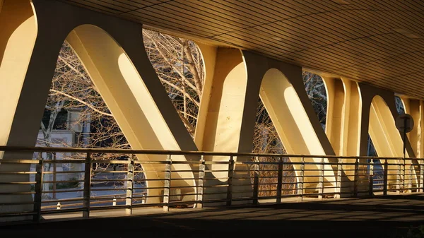 Żelazny Most Wgląd Ciepłym Zachodem Słońca Tym Zimie — Zdjęcie stockowe