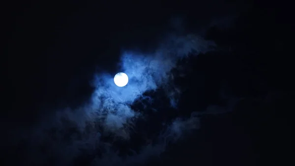 Visão Noturna Lua Com Lua Redonda Branca Céu — Fotografia de Stock