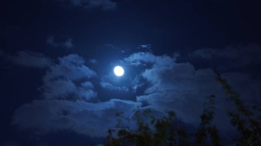 The moon night view with the round and white moon in the sky clipart