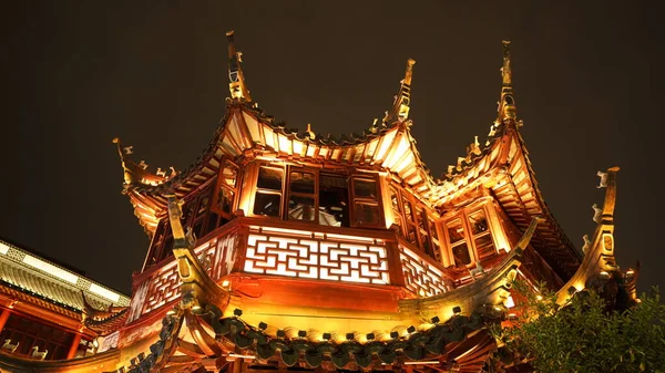 Oude Gebouwen Avond Uitzicht Met Lichten Gelegen Sjanghai Van Stad — Stockfoto