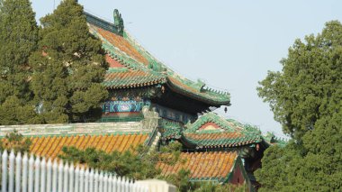 Eski geleneksel Çin binaları oyulmuş taş heykeller ve siyah fayanslarla görülür.