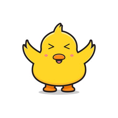 Cute chick mascot character doodle cartoon icon illustration flat cartoon style design