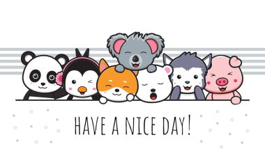 Sevimli hayvan karalama afişi arka plan duvar kağıdı ikonu çizgi film çizimi tasarımı izole edilmiş düz çizgi film tarzı