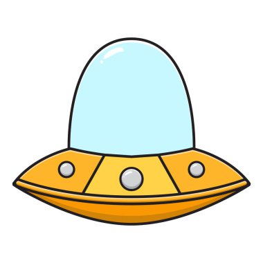 Çizgi film sarı UFO çizimi. İzole edilmiş düz çizgi film biçimi tasarla