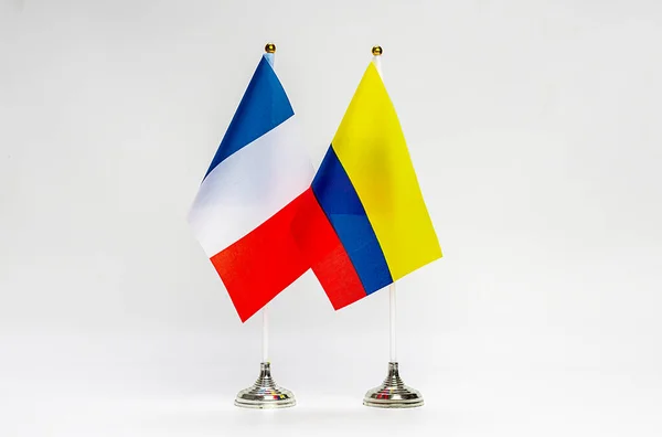 Statliga Flaggor Frankrike Och Ecuador Ljus Bakgrund Flaggor — Stockfoto