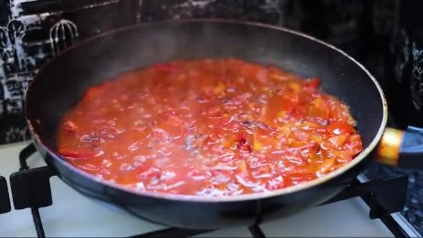 Tavada Sebze Kızartıyorum Sağlıklı Taze Sebzeler Yemek Pişirmek Vejetaryen Yemeği — Stok video