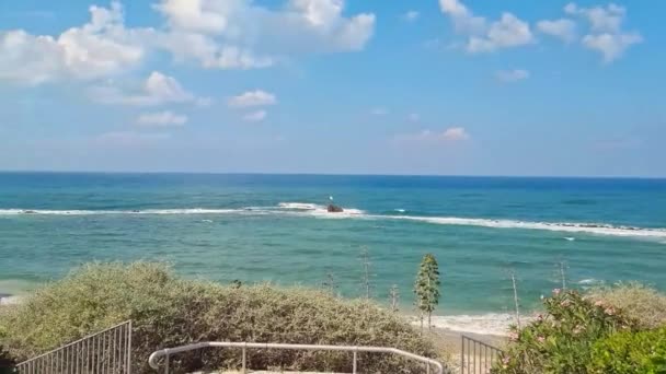 Παραλία Στο Μπατ Γιαμ Στο Ισραήλ Κατά Διάρκεια Του Πολέμου — Αρχείο Βίντεο
