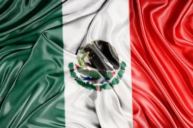 Meksika 'nın ulusal bayrağını sallamak, 3 boyutlu illüstrasyon. Bayraklar.