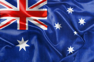 Avustralya 'nın ulusal bayrağını sallayan, 3 boyutlu illüstrasyon. Bayraklar.