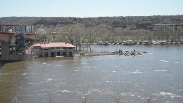 Paul Minnesota Řeka Mississippi Záplavovém Stádiu Centru Paul Vysoká Voda — Stock video
