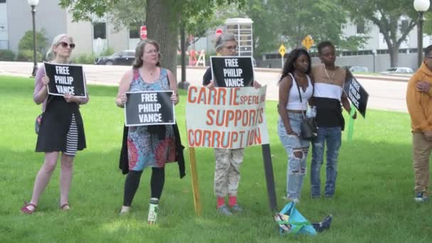 Сент Пол Миннесота Протест Против Людей Которые Несправедливо Осуждены Вызывают — стоковое видео