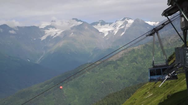 Girdwood Alaska Alyeska Aerial Tram Exiting Viewing Deck Platform Top — Stock Video