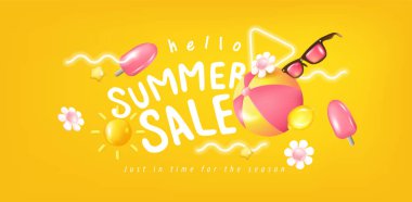Summer banner background with beach vibes decorate 