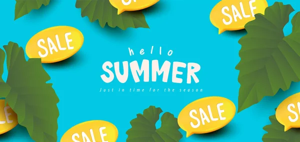 Sommerschlussverkauf Werbeplakat Banner Mit Sommer Tropischen Vibes Und Gelben Verkauf — Stockvektor